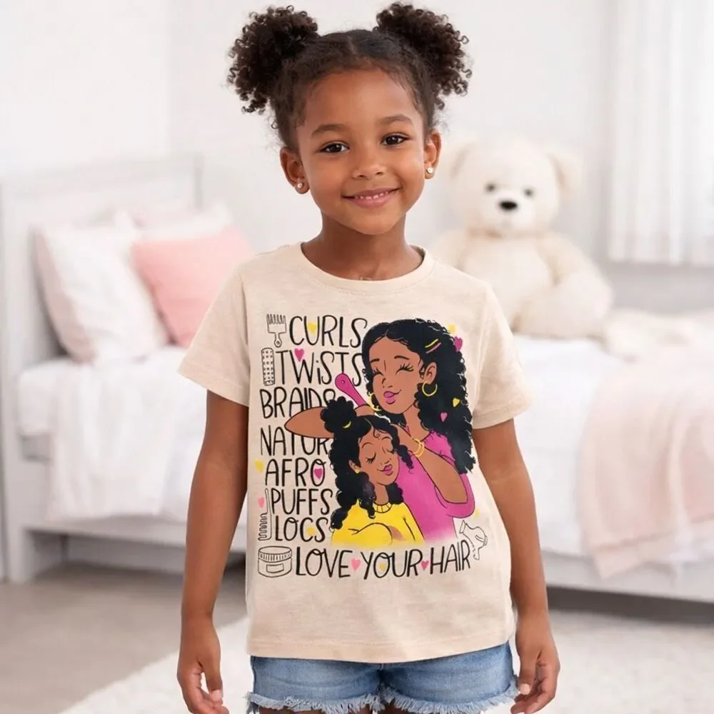 The Children’s Place Girls Love Your Hair Graphic Tee Natural Hair Shirt S 5-6